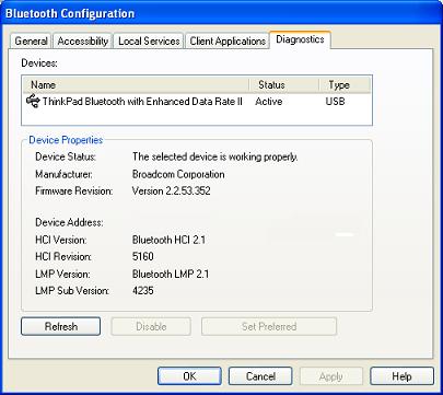 Bluetooth Configuration - Diagnostics