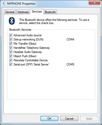Bluetooth Phone - Bluetooth Services