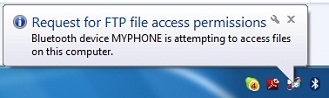 Bluetooth - Request for FTP file access permission