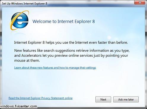 Set Up Windows Internet Explorer or IE 8