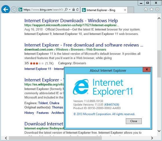 Internet Explorer (IE) 11 Screenshot
