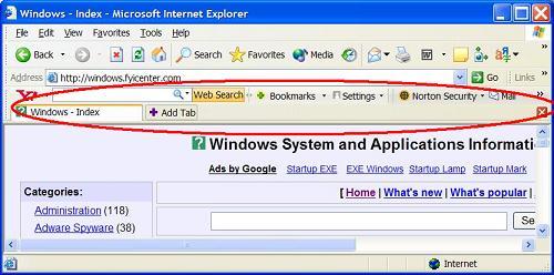 Internet Explorer (IE) Yahoo! Toolbar