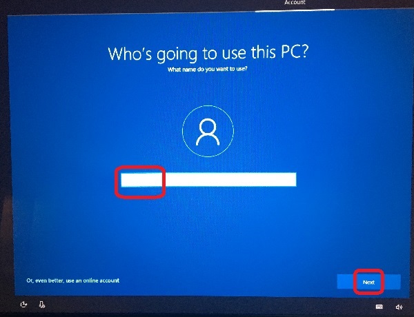 Windows 10 Setup - Create Local Account