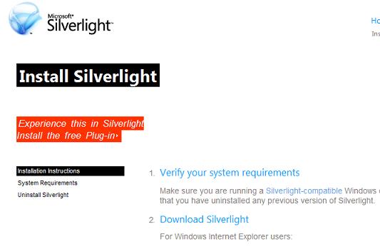 Install Silverlight Web Page