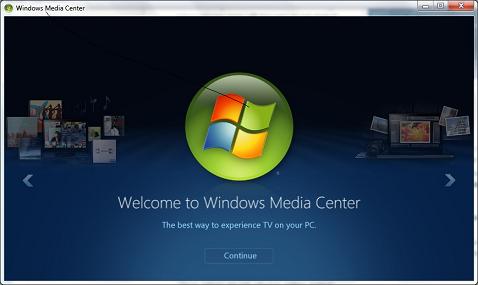 Welcome to Windows Media Center