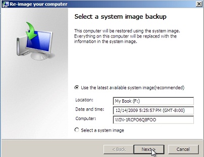 Restore Windows 7 with System Image