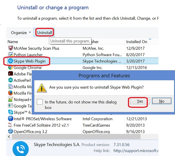 Windows 8 Control Panel - Uninstall Installed Programs