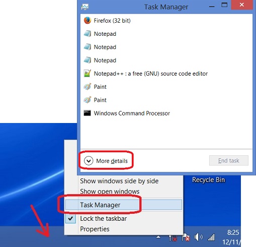 Windows 8 - Start Task Manager from Task Bar
