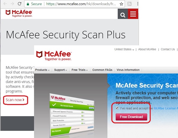 Download McAfee Security Scan Plus