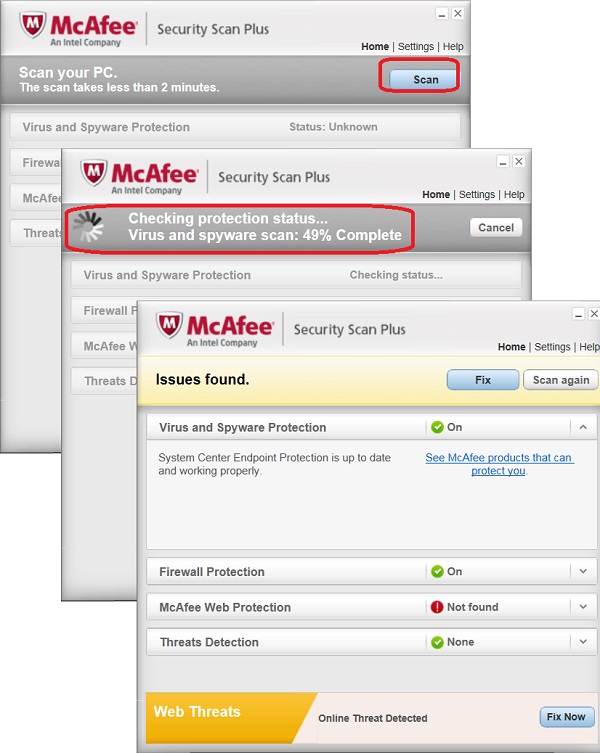 Scan PC with McAfee Security Scan Plus