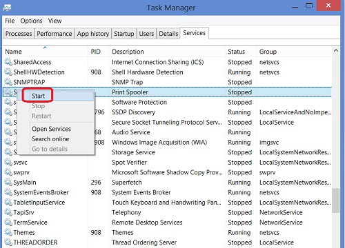 Windows 8 Task Manager - Start/Stop Services