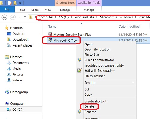 Windows 8 - Delete Item from Common Startup Folder