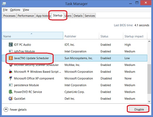 Windows 8 - Disable Startup Programs with Task Manager