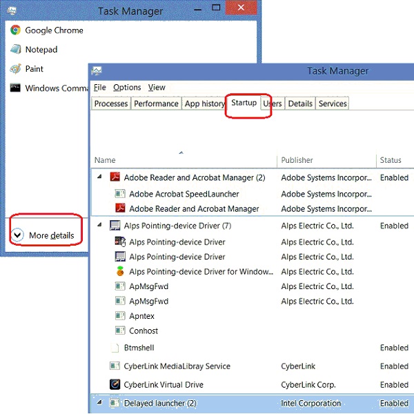 Windows 8 Task Manager - Startup Program List