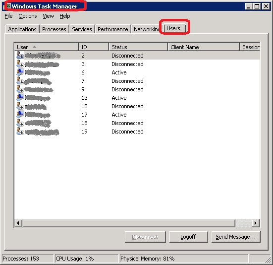 Windows Server 2008 - List of Users