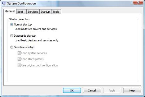 Windows Vista - Diagnostic Startup Mode