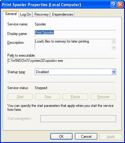 Windows XP Services Console - Disable and Enable Services