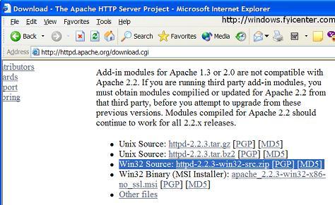 download apache 2.2 windows installer