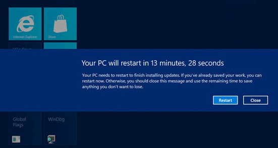 Windows 8 Restart for Updates Message
