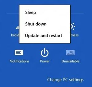 Windows 8 Shut Down Options