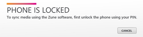 Zune Error - Windows Phone Locked